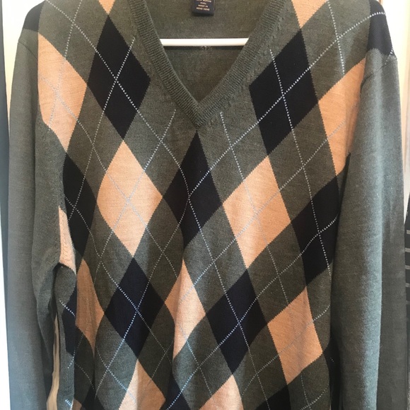 Brooks Brothers argyle, merino wool v-neck sweater - Picture 1 of 5